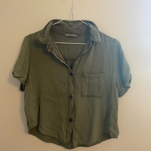 Army green button down shirt - Picture 1 of 5